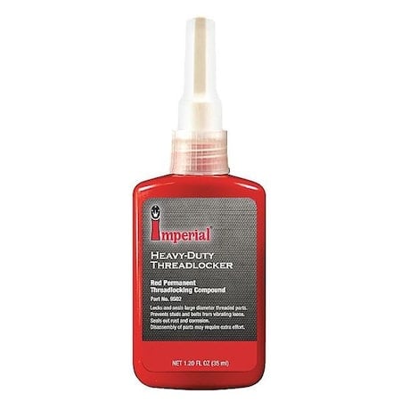 Threadlocker, Red, High Strength, Liquid, 35 mL Bottle, PK4 MPN:40JM30