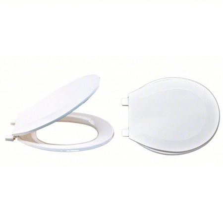Toilet Seat With Cover, Plastic, Round, White MPN:65901