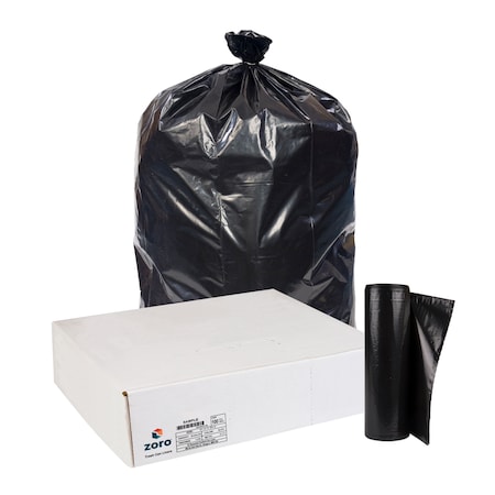 Recycled Trash Bags: 55 gal Capacity, 41 in x 54 in, 1.5 mil Thick, Black, 100 PK MPN:396GJ3