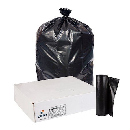 Recycled Trash Bags: 96 gal Capacity, 52 in x 75 in, 2 mil Thick, Black, 50 PK MPN:396GK6