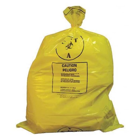 Chemo Waste Bags, 25 gal., Yellow, PK100 MPN:3UAD7