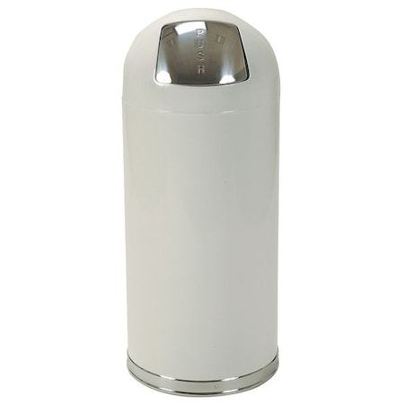 15 gal Round Indoor Metal Can, White, Steel MPN:4PGG1