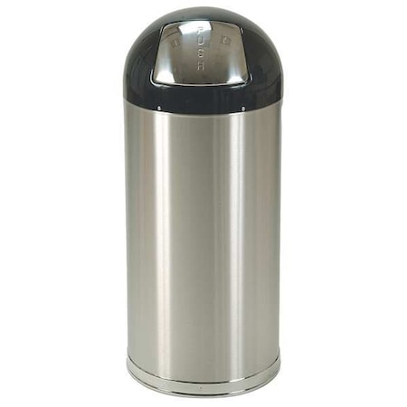 15 gal Round Indoor Metal Can, Silver, Steel MPN:4PGG3