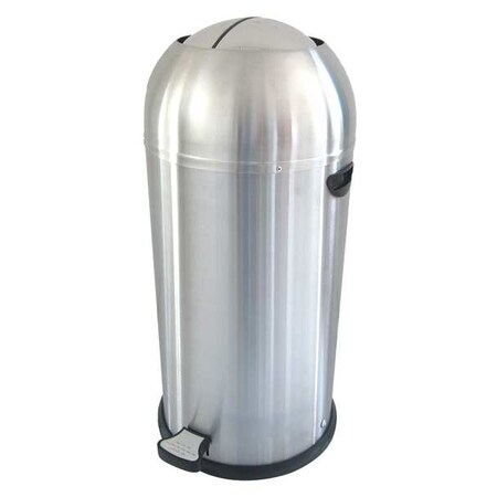 10 gal Round Step-On Can, Silver, Foot Pedal, Stainless Steel MPN:6ZCL4