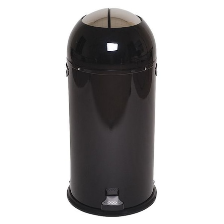 10 gal Round Step-On Can, Black, Foot Pedal, Steel MPN:6ZCL6