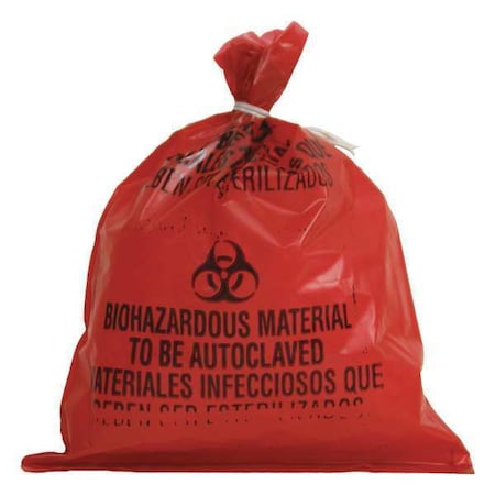 Autoclavable Biohazard Bags, Red, PK400 MPN:ACLB142001