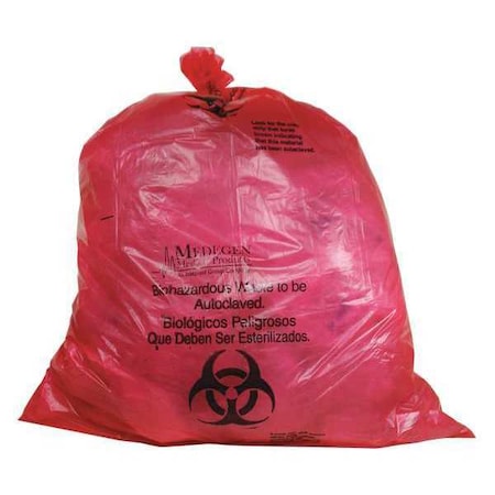 Autoclav.Biohaz. Bag, 20to30gal, Red, PK100 MPN:ACLB142856