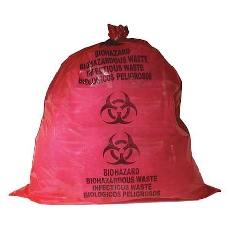 Biohazard Bags, 55 gal., Red, PK100 MPN:MBWB142125
