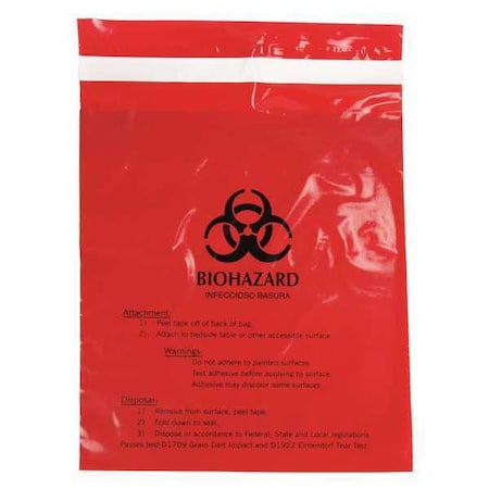 Biohazard Bags, 0.5 gal., Red, PK100 MPN:MRWB142316