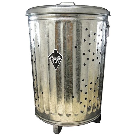 20 gal Round Recycling Bin, Flat Top, Silver, Steel, 1 Openings MPN:RB20K