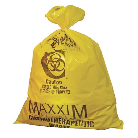 Chemo Waste Bags, 14 gal., Yellow, PK100 MPN:WYCB142233