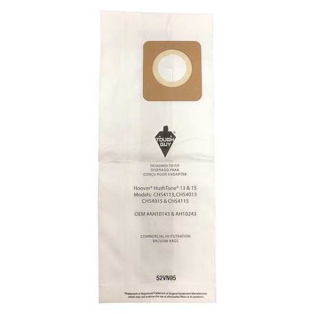 Vacuum Bag, 2-ply, Paper Bag, 10 PK MPN:52VN95