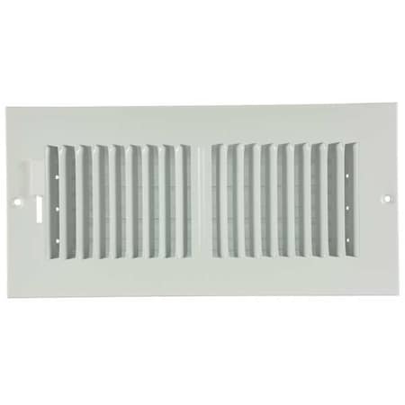Sidewall/Ceiling Register, 10 in W x 4 in H Opening, White, Steel, Two-Way, Surface Mount MPN:4JRN9