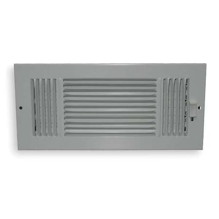 Sidewall/Ceiling Register, 14 in W x 6 in H Opening, White, Steel, Three-Way, Surface Mount MPN:4JRP7