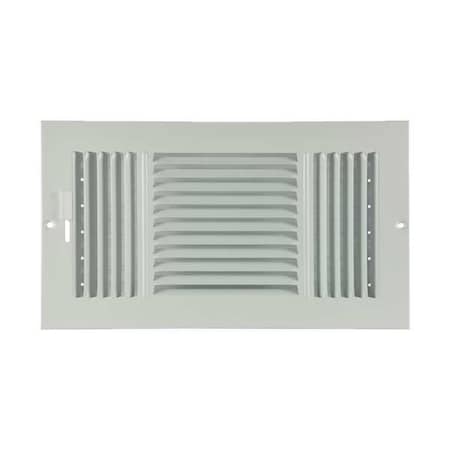 Ceiling/Wall Register, 12 in W x 6 in H Opening, Louvered, White, Three-Way Flow, Surface Mount MPN:4JRR1