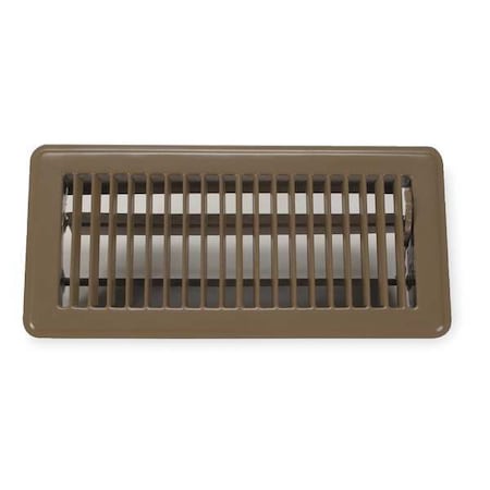 Lay-In Floor Register, 10 in W x 4 in H Opening, 170 cfm, Brown, Steel, One-Way Airflow MPN:4JRR4