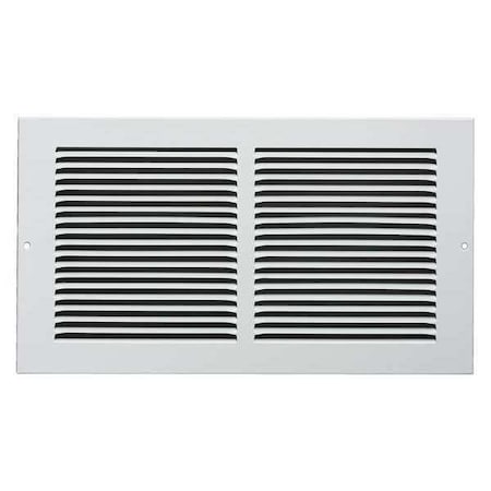 Ceiling/Wall Return Air Grille, 12 in W x 6 in H Opening, 1/2 in Bar Space, White, Steel, One-Way MPN:4JRR7
