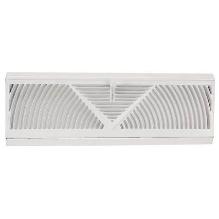 Baseboard Register W/ Damper, 18 in W x 2 in H Opening, White, Steel, One-Way, Surface Mount MPN:4JRT4