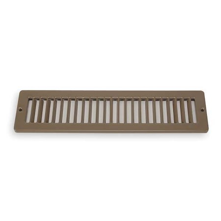 Toe Space Air Grille, 12 in W x 2 in H Opening, Brown, Steel, One-Way Airflow, Surface Mount MPN:4MJD4