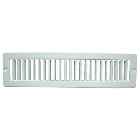 Toe Space Return Air Grille, 12 in W x 2 in H Opening, White, Steel, One-Way Airflow, Surface Mount MPN:4MJD5