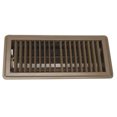 Lay-In Floor Register, 10 in W x 4 in H Opening, 174 cfm, Brown, Steel, One-Way Airflow MPN:4MJE9