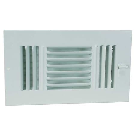 Sidewall/Ceiling Register, 14 in W x 8 in H Opening, White, Steel, Three-Way, Surface Mount MPN:4MJG9