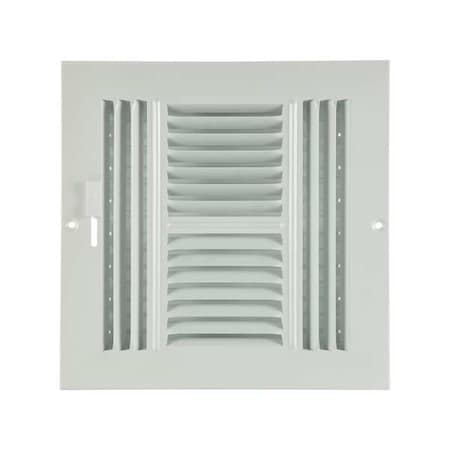 Sidewall/Ceiling Register, 8 in W x 8 in H Opening, 210 cfm, White, Steel, Four-Way, Surface Mount MPN:4MJH3