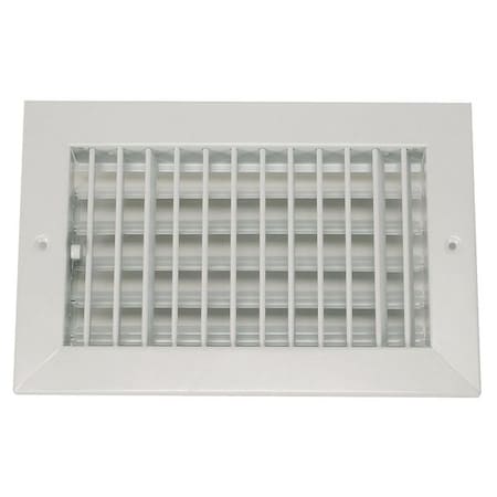 Sidewall/Ceiling Register, 8 in W x 8 in H Opening, White, Steel, One-Way Airflow, Surface Mount MPN:4MJJ8