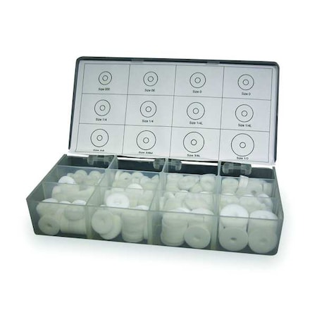 Washer Assortment, PTFE Plain Finish, 240 PCS MPN:3CWA2