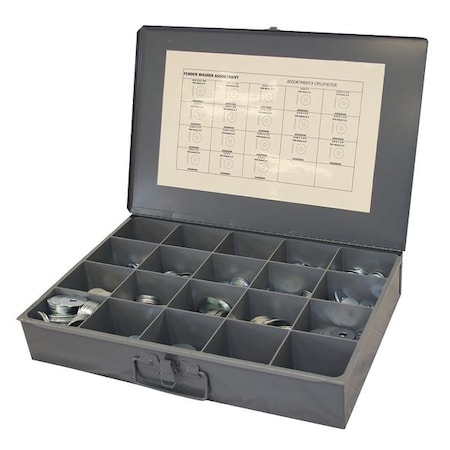 Washer Assortment, Steel Zinc Plated Finish, 1, 400 PCS MPN:CPS1PJD7GR