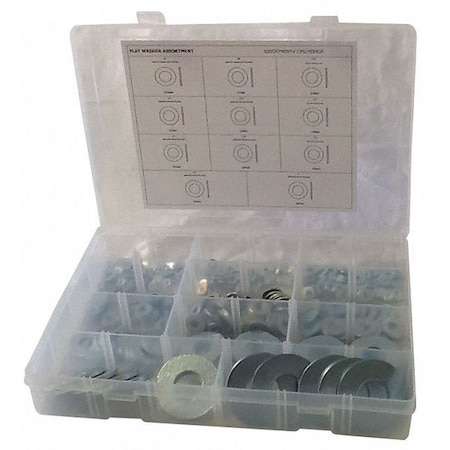 Washer Assortment, Steel Zinc Plated Finish, 587 PCS MPN:CPS1YE84GR