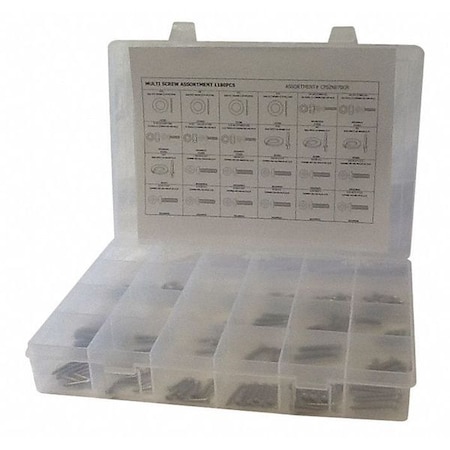 Machine Screw Assortment 1, 180 PCS Zinc Plated Finish, Steel MPN:CPS2NE70GR