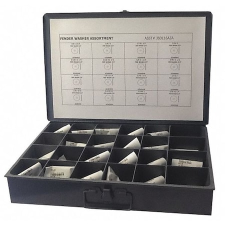Washer Assortment, Steel Zinc Plated Finish, 1250 PCS MPN:JBDL16AZA