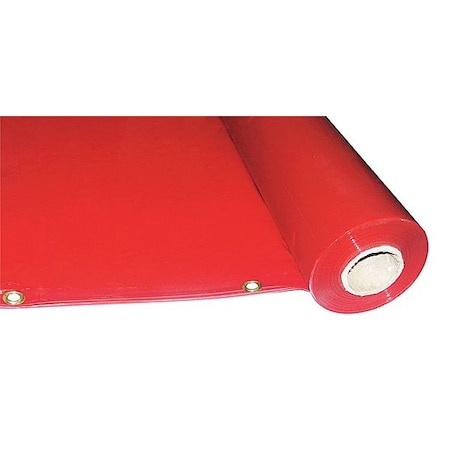 Welding Curtain Roll, Transparent PVC, 13 oz/sq. yd., Grommet Fasteners, 75 ft L x 5 ft H, Red MPN:22RN53