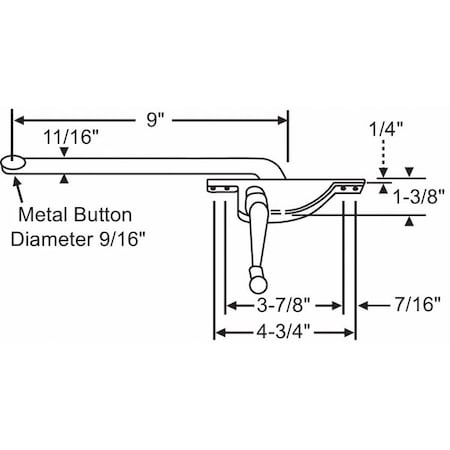 Window Operator, Right-Hand, Zinc, 9 in Arm MPN:36-314
