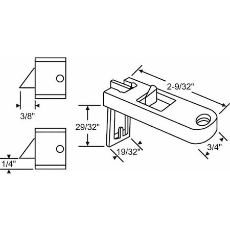 Slide Latch, Tilt Window, 2-9/32