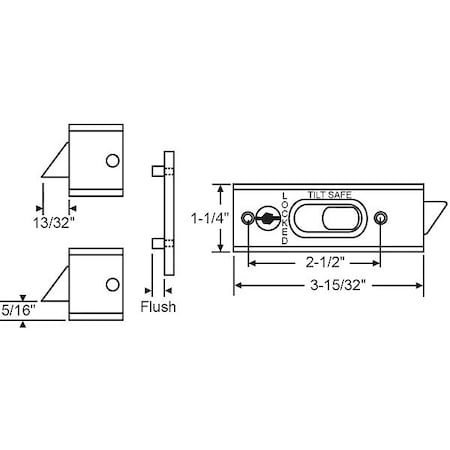 Tilt Slide Latch, Tilt Window, 3-15/32