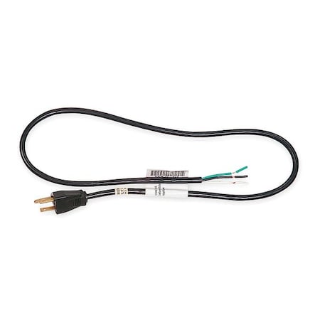 Power Cord, 5-15P, SJT, 3 ft., Blk, 10A, 18/3 MPN:1FD80