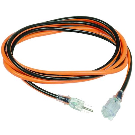 SJTW Outdoor Extension Cord, 14 AWG 1 Outlet, 5-15R, PVC, Orange/Black, 5-15P MPN:1XUP4
