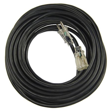 SJTW Outdoor Extension Cord, 14 AWG 1 Outlet, 5-15R, Black, PVC, 5-15P, 50 ft MPN:21RJ52