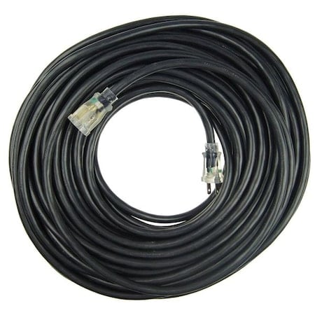 SJTW Outdoor Extension Cord, 12 AWG 1 Outlet, 5-15R, Black, PVC, 5-15P, 100ft MPN:21RJ53