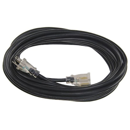 SJTW Outdoor Extension Cord, 14 AWG 1 Outlet, 5-15R, Black, PVC, 5-15P, 25 ft MPN:21RJ54