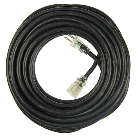 SJTW Outdoor Extension Cord, 12 AWG 1 Outlet, 5-15R, Black, PVC, 5-15P, 50 ft MPN:21RJ55