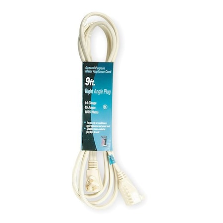 SPT-3 Indoor Extension Cord, 14 AWG 1 Outlet, 5-15R, Beige, PVC, 5-15P, 9 ft MPN:3AY46