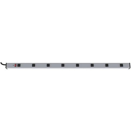Outlet Strip, 8 5-15R, 5-15P, 6 ft, Gray MPN:3W211