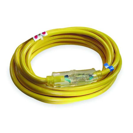 SJTOW Extension Cord, 10 AWG 1 Outlet, 5-20R, Yellow, PVC, 5-20P, 100ft MPN:4FZZ8