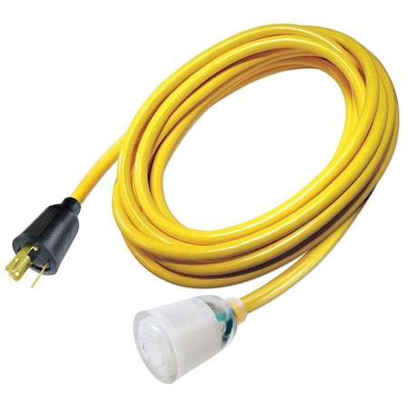 SJTOW Extension Cord, 10 AWG 1 Outlet, L5-20R, Yellow, PVC, L5-20P, 100ft MPN:4GAA4