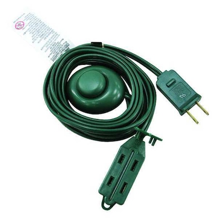 SPT-2 Indoor Extension Cord, 18 AWG 3 Outlets, 1-15R, Green, PVC, 1-15P, 12ft MPN:52NY09