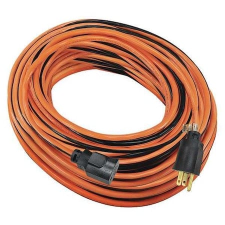 SJTW Locking Outdoor Extension Cord, 14 AWG 1 Outlet, PVC, 5-15R, Orange/BLK MPN:52NY17