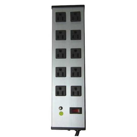 Outlet Strip, 10 5-15R, 5-15P, 6', Gray MPN:52NY34